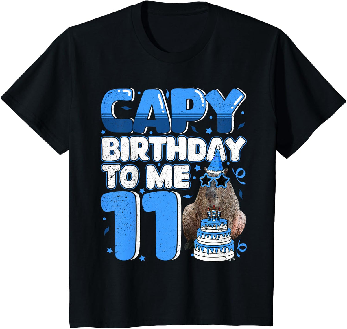 11 Years Capy Birthday to me Capybara 11th Birthday T-Shirt - Black