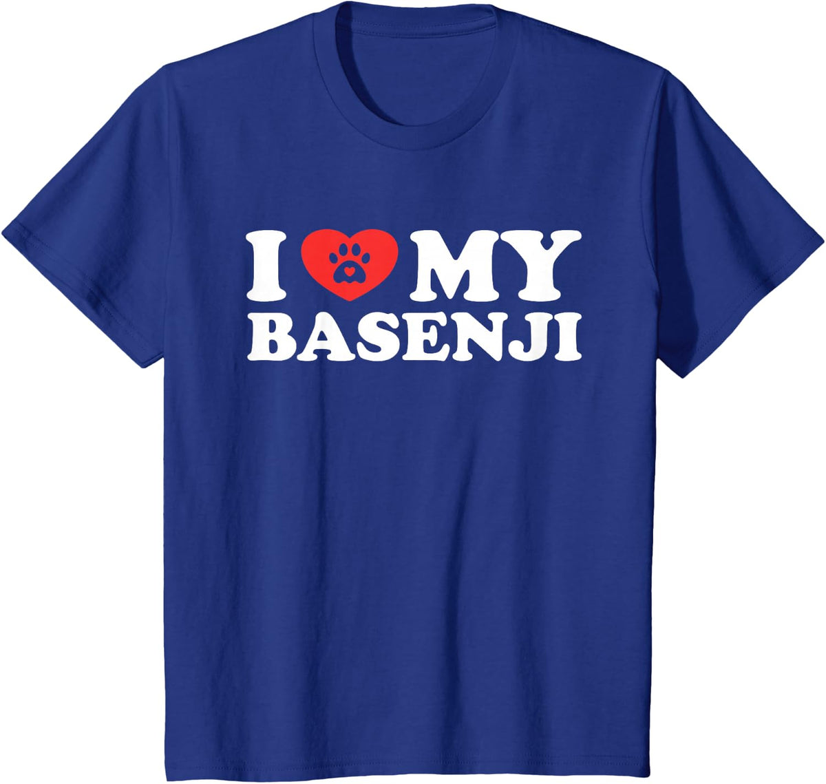 I Love My Basenji Dog Paw with Heart T-Shirt - Royal Blue