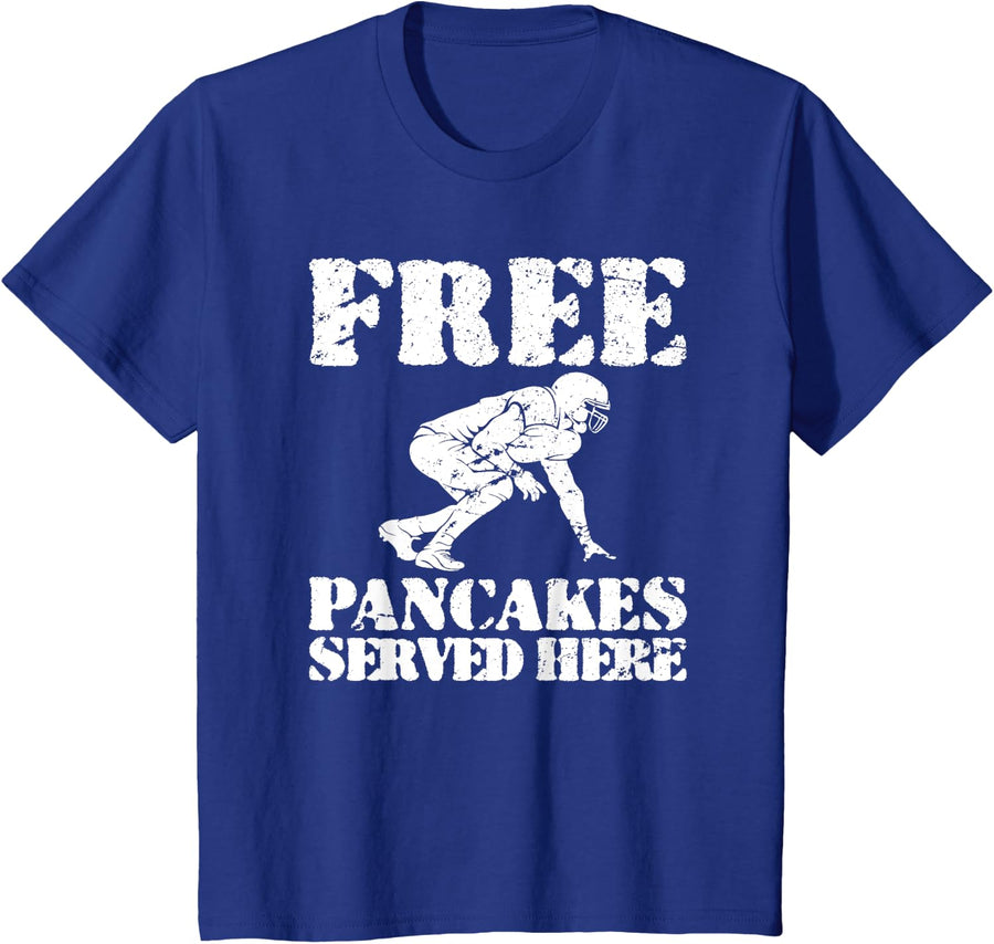 Kids Offensive Line Free Pancakes Funny Football Lineman T-Shirt - Royal Blue