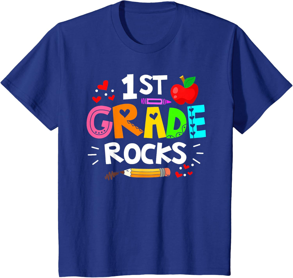 1st Grade Rocks Cute Rocking First Grade Student Teacher T-Shirt - Royal Blue