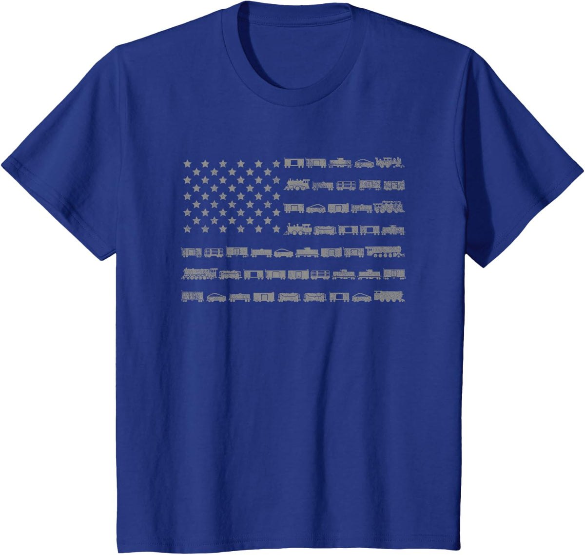 American Flag Railroad Train Conductor T-Shirt Gift T-Shirt - Royal Blue