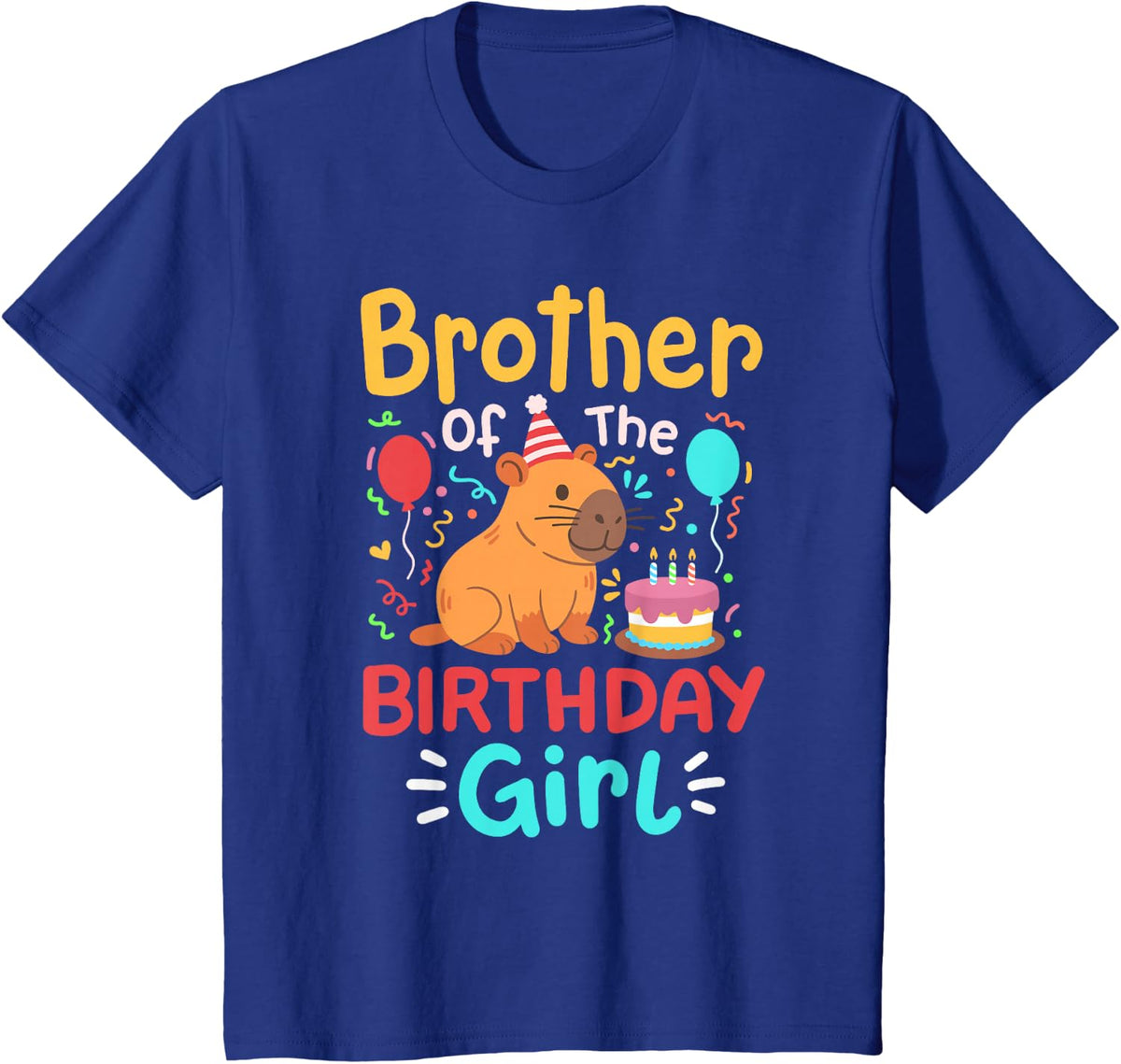 Brother Of The Birthday Girl Capybara Bday Family Matching T-Shirt - Royal Blue