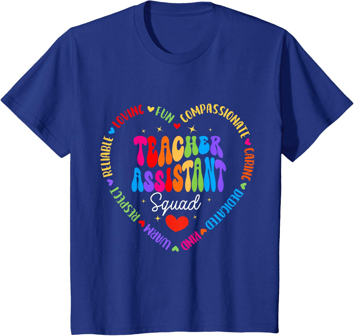 Groovy TA Teacher Assistant Squad Back to School Tees T Shirts - Royal Blue