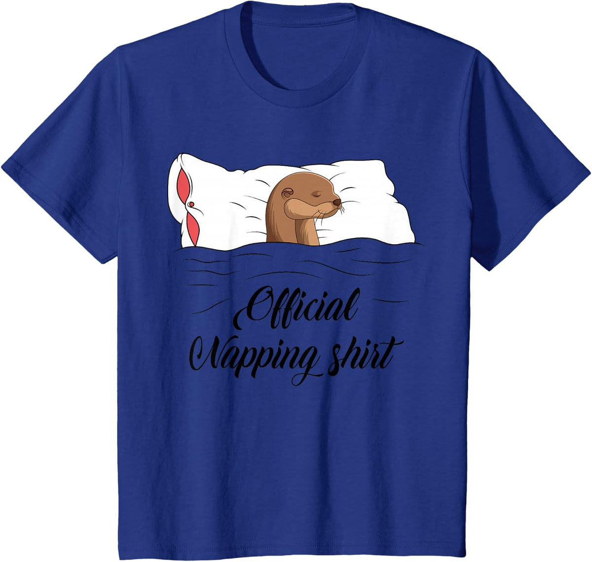 Sleeping Sea Otter Pyjamas Otter Lover Official Napping T-Shirt - Royal Blue