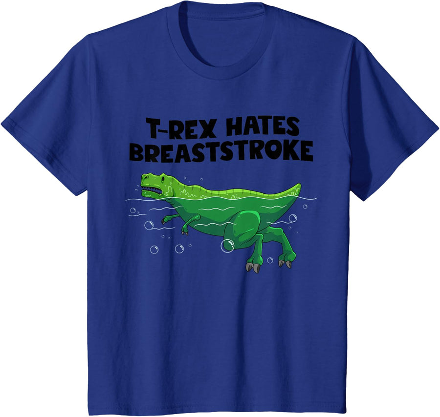 Funny T-Rex Gift Men Women Cool Dino Swimming Breaststroke T-Shirt - Royal Blue