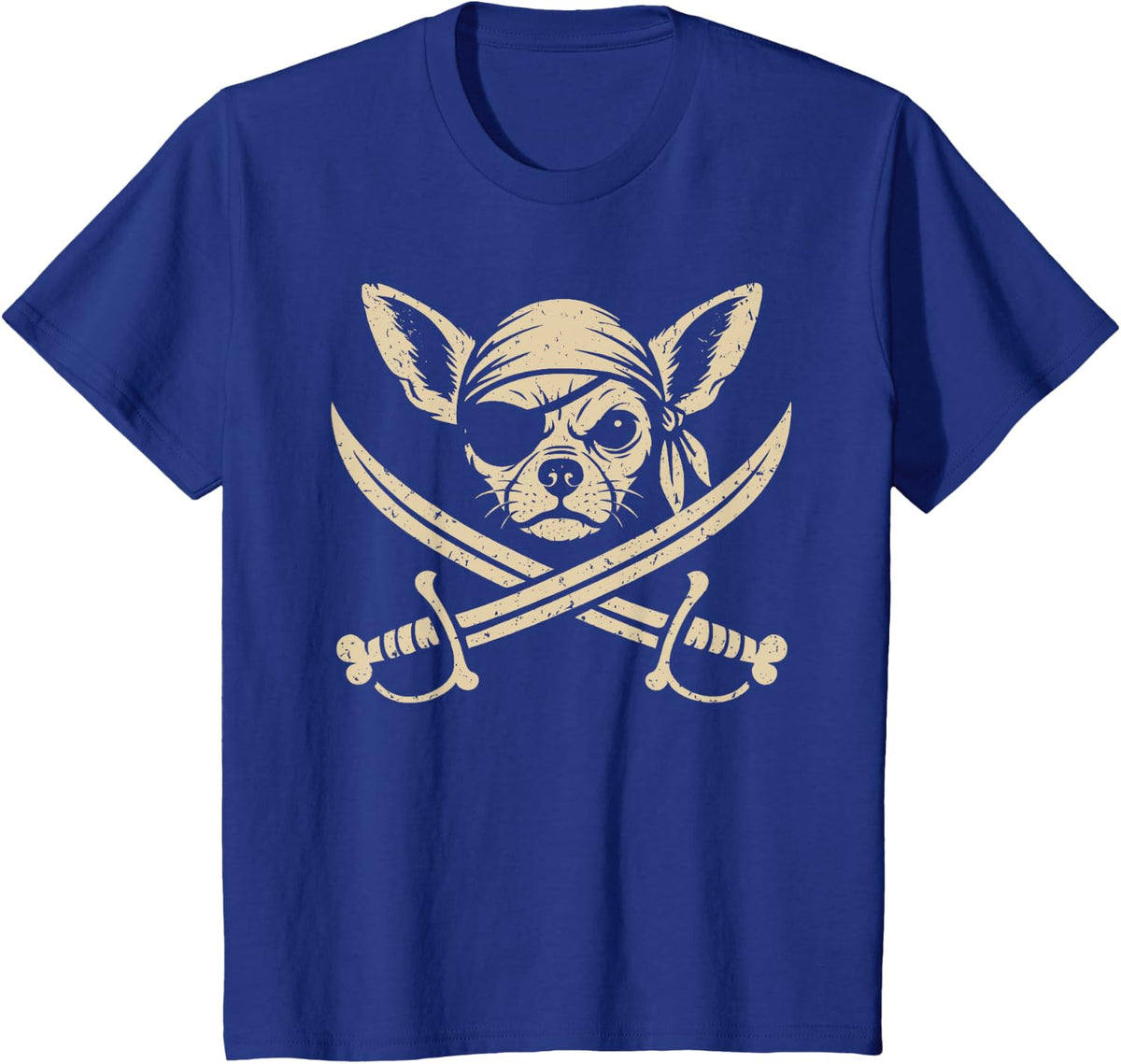 Vintage Pirate Chihuahua Crossbones Dog Lover T-Shirt - Royal Blue