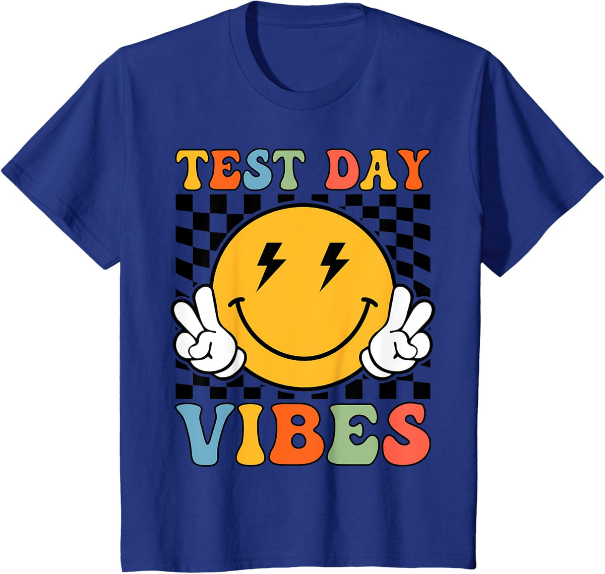 Test Day Vibes Retro Groovy Testing Day Teacher Student T-Shirt - Royal Blue