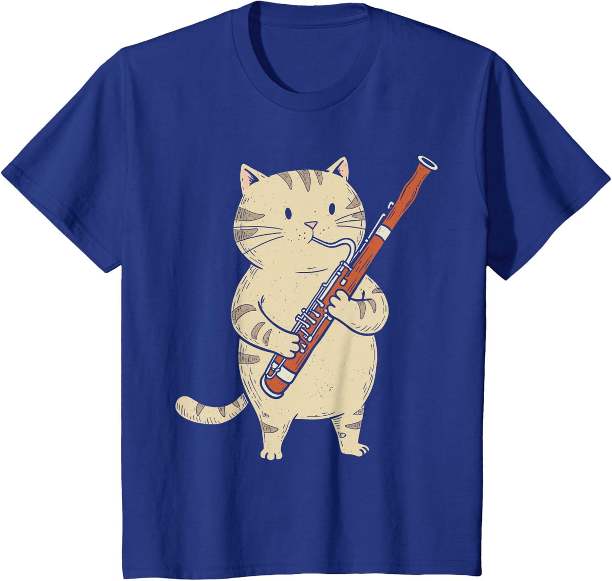 Funny Bassoon Cat Musician Retro Cute Band Orchestra T-Shirt - Royal Blue