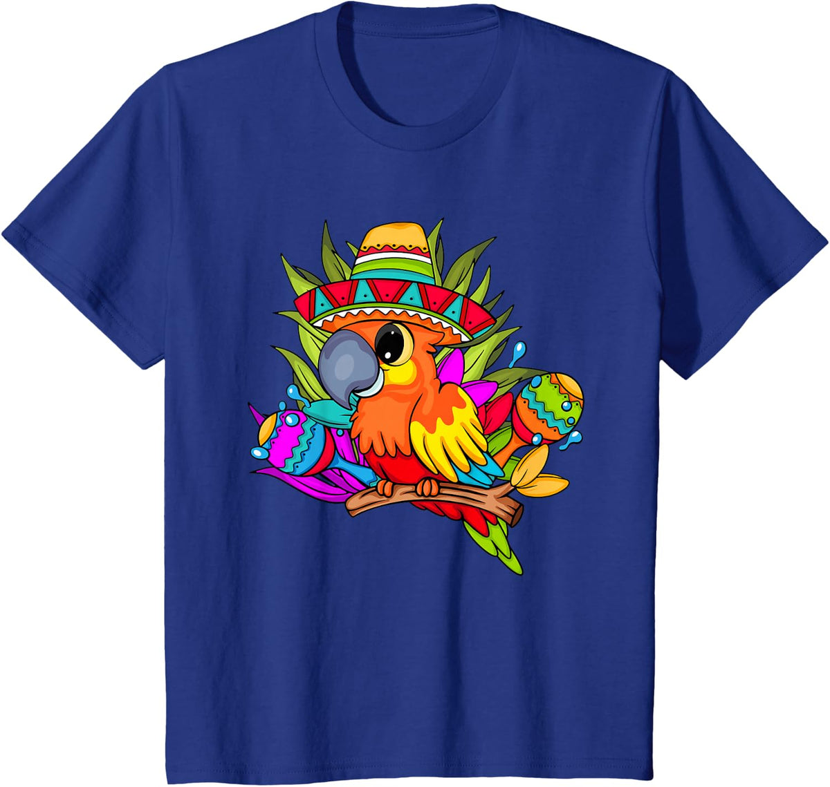Mexican Parrot In Sombrero Macara Cinco De Mayo T-Shirt - Royal Blue