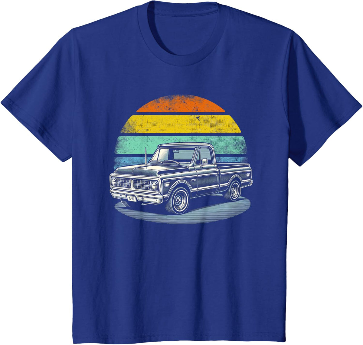 Vintage Pick Up Truck Retro 60s 70s 80s Setting Sun Birthday Tee T-Shirt - Royal Blue