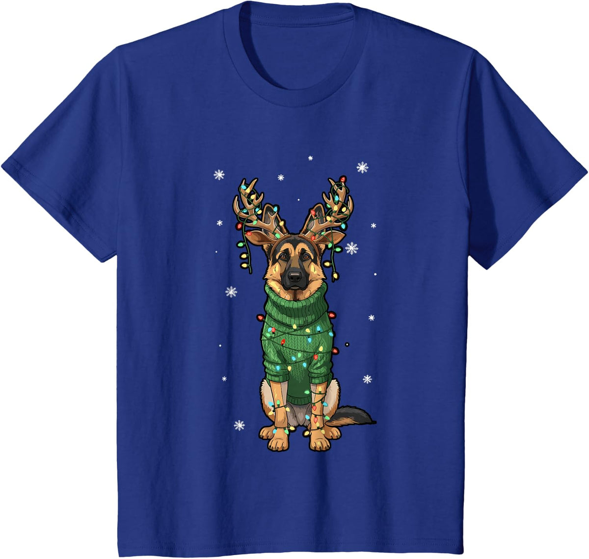 Dog Christmas Outfit, German Shepherd Reindeer Christmas T-Shirt - Royal Blue
