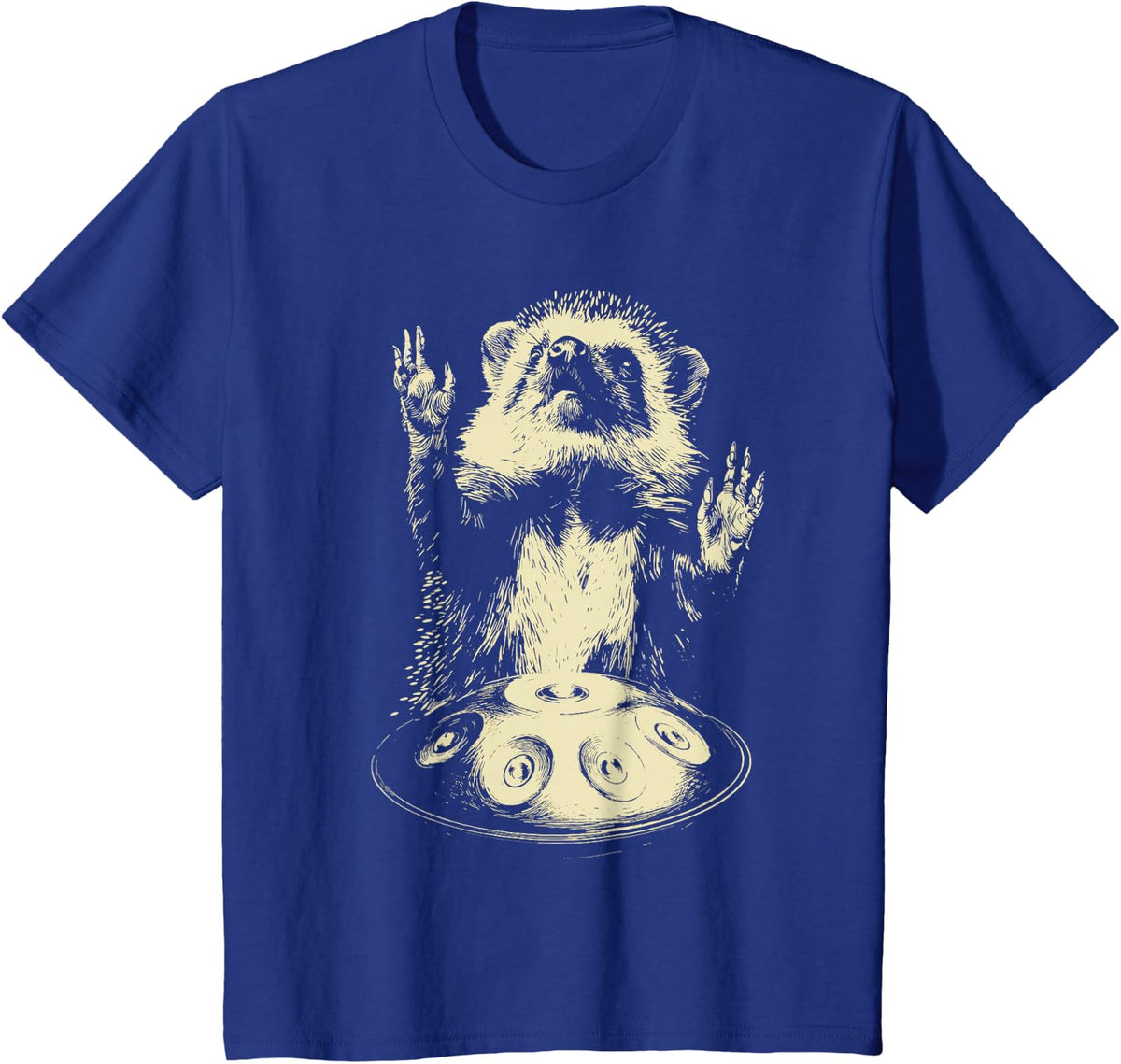 Hedgehog Playing Handpan Drum Funny Animal Percussionist T-Shirt - Royal Blue