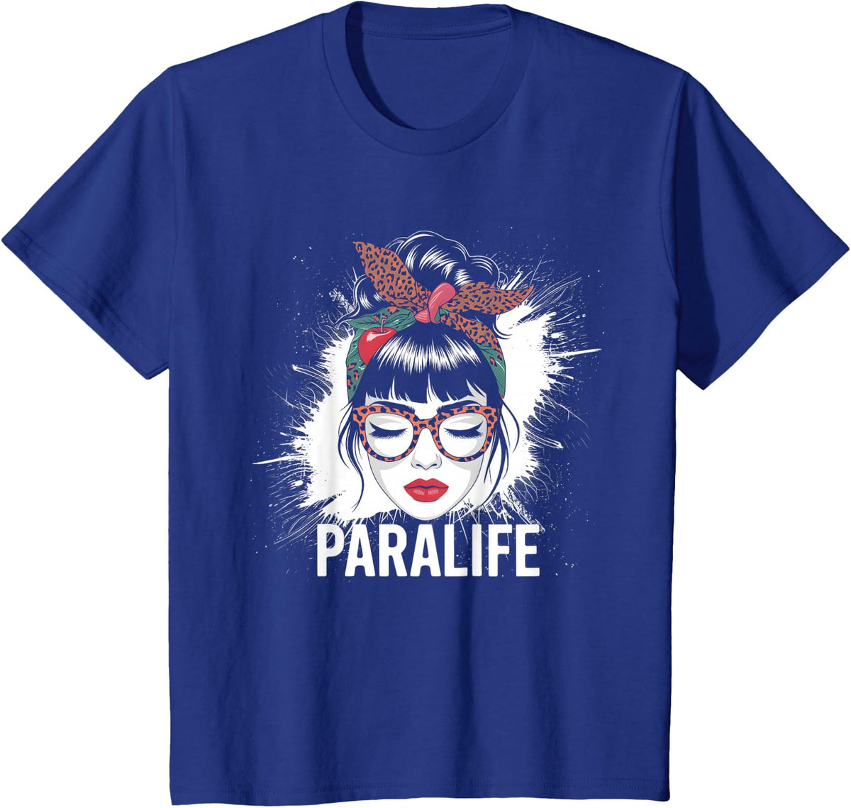 Bleached Messy Bun Para Life Paraprofessional Teacher T-Shirt - Royal Blue