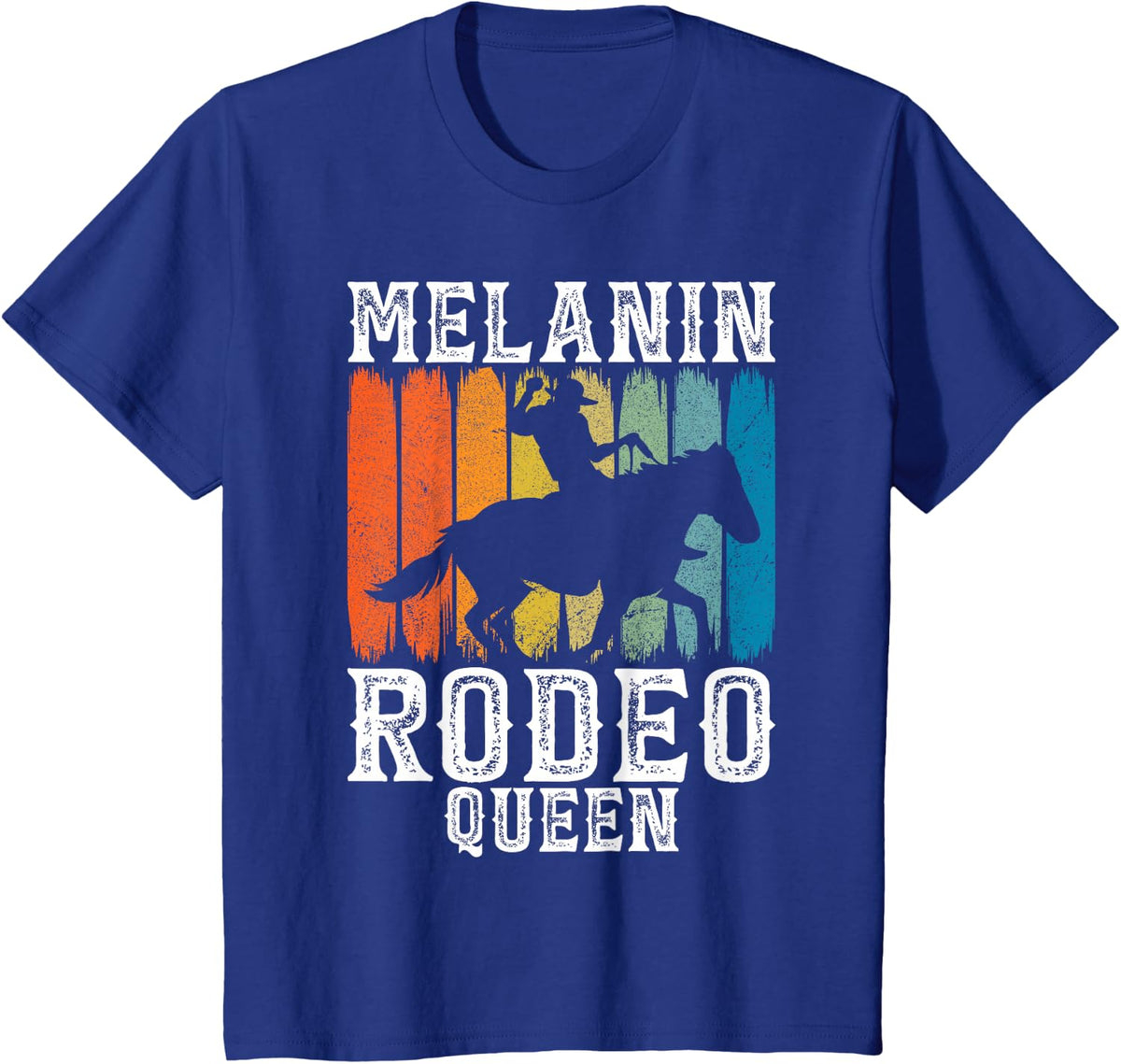 Melanin Rodeo Queen Bronc Rides African American Cowgirl T-Shirt - Royal Blue