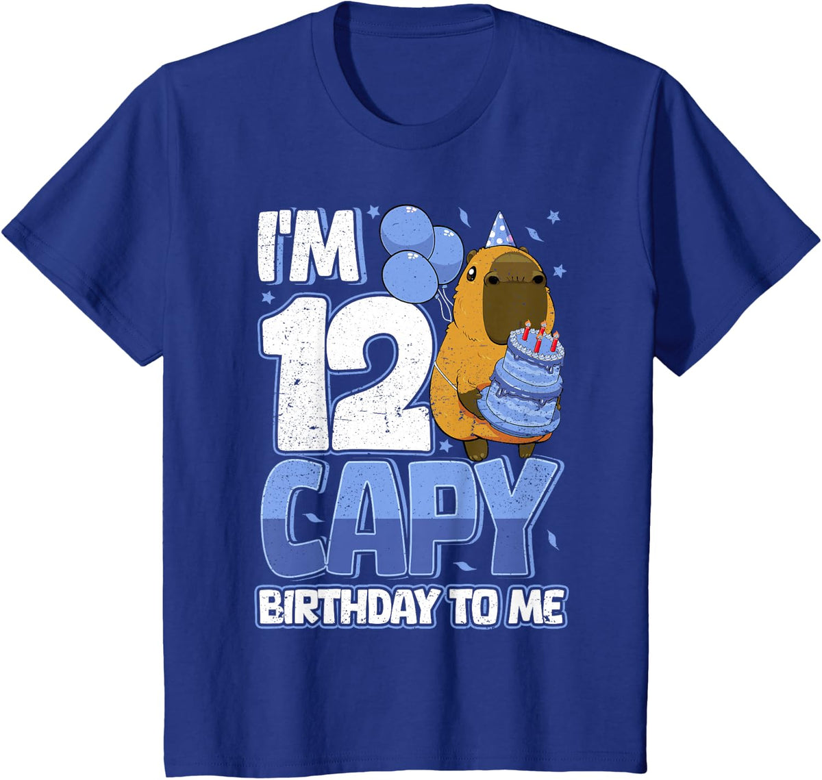 12 Years Capy Birthday To Me Boys 12th Birthday Capybara Tees T-Shirt - Royal Blue