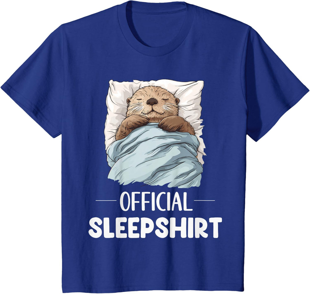 Official Sleepshirt Sleeping Sea Otter Tee Animal Lovers Pajama T-Shirt - Royal Blue