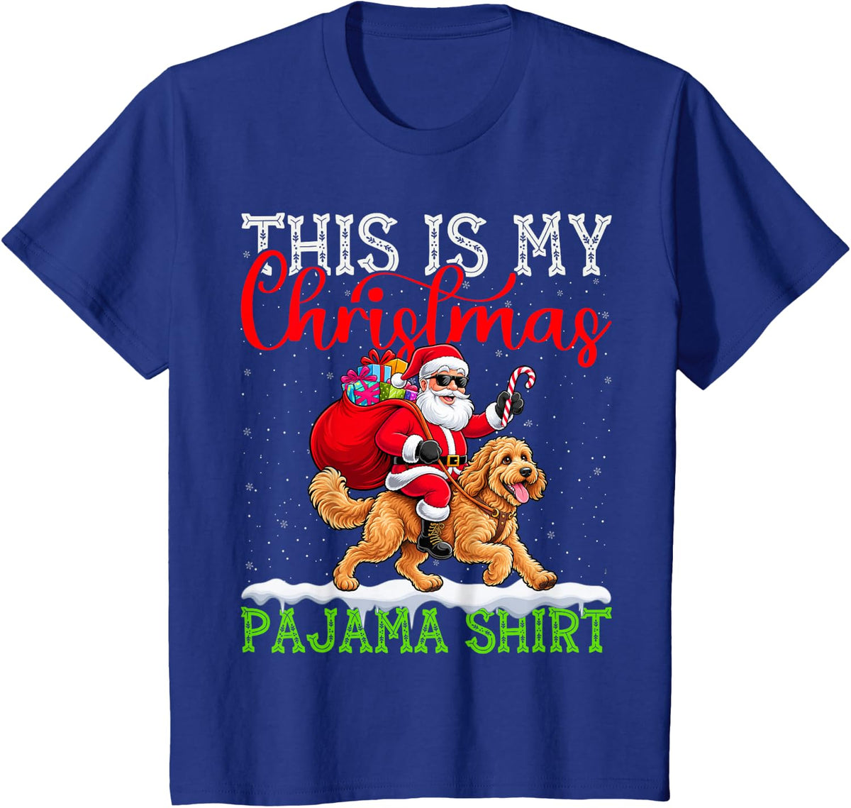 This is My Goldendoodle Ugly Christmas Pajama Sweater Dog T-Shirt - Royal Blue