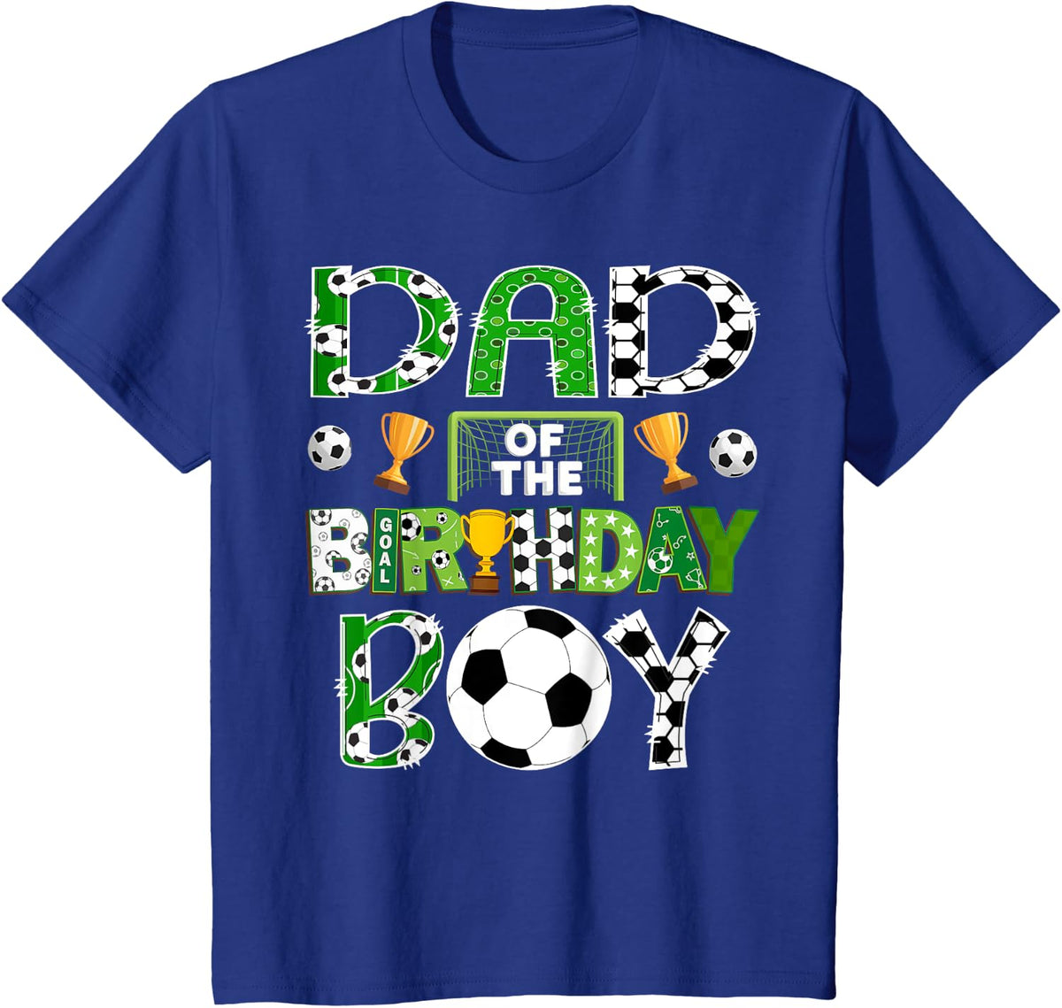 Dad Of The Birthday Boy Soccer Player Game Day T-Shirt - Royal Blue