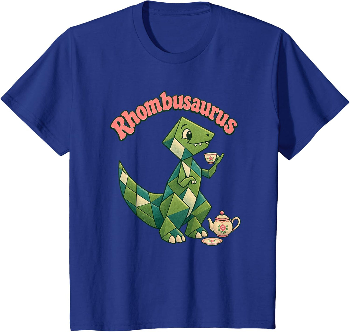 Rhombusaurus Geometric Dinosaur Lover Kids Shape Nerd Dino T-Shirt - Royal Blue