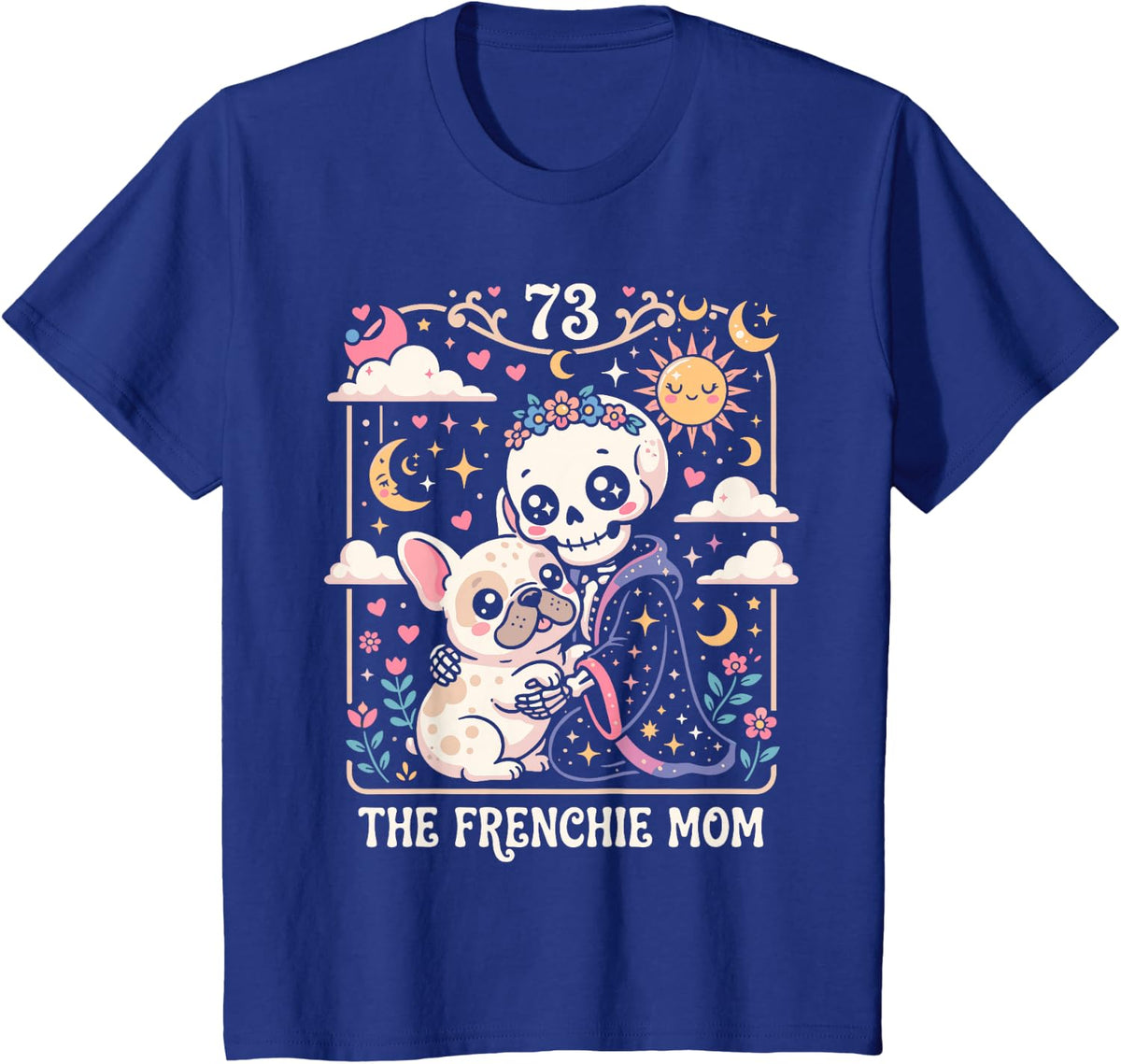 Cute French Bulldog Halloween Costume, Frenchie Mom Skeleton T-Shirt - Royal Blue