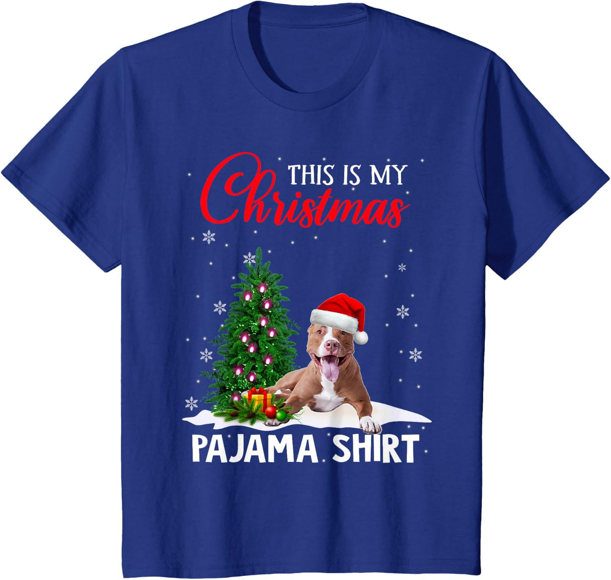 This Is My Christmas Pajama Shirt Pitbull Christmas Dog T-Shirt - Royal Blue