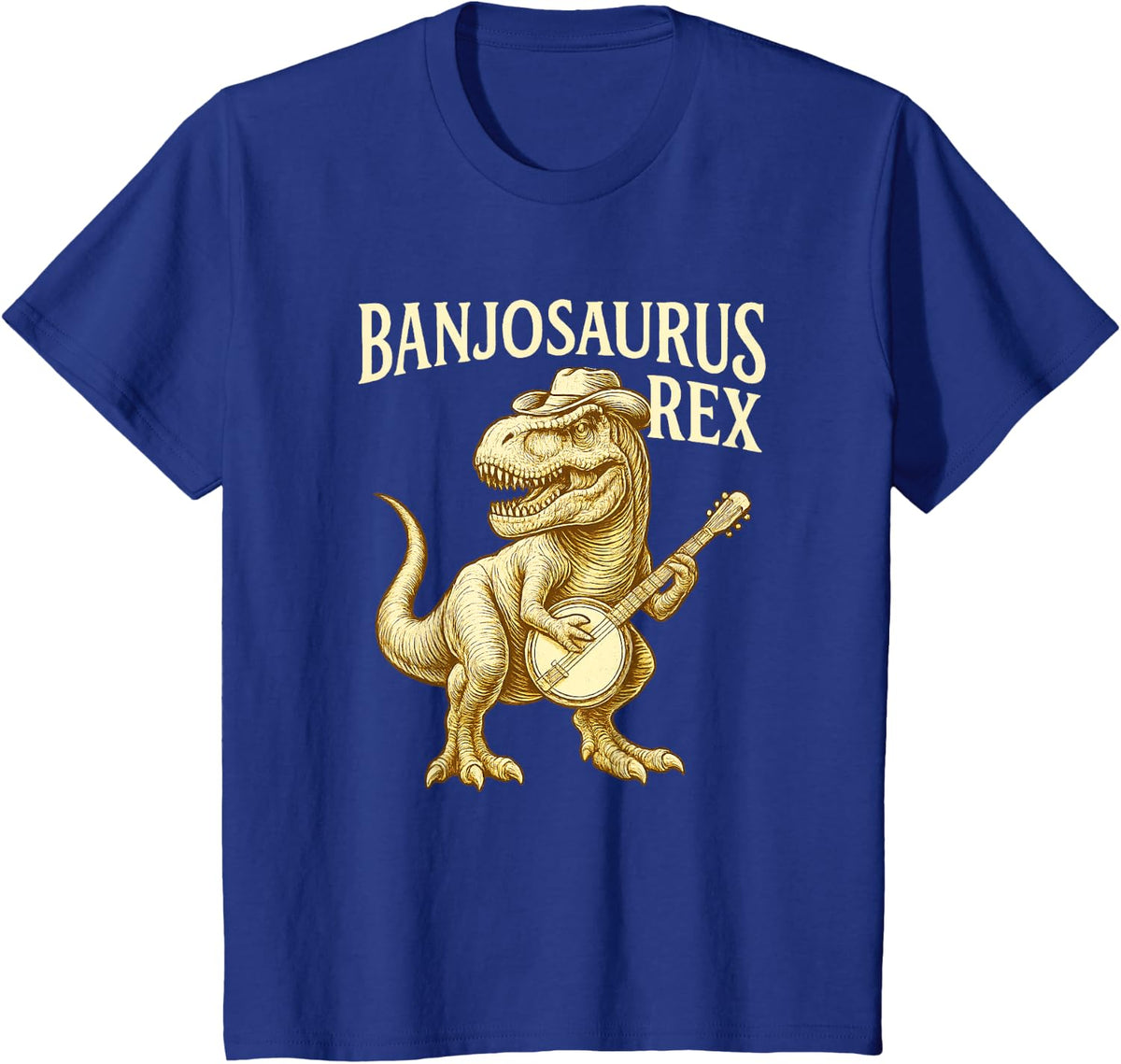Funny Banjo T-Rex Dinosaur Banjoist Retro Banjosaurus T-Shirt - Royal Blue