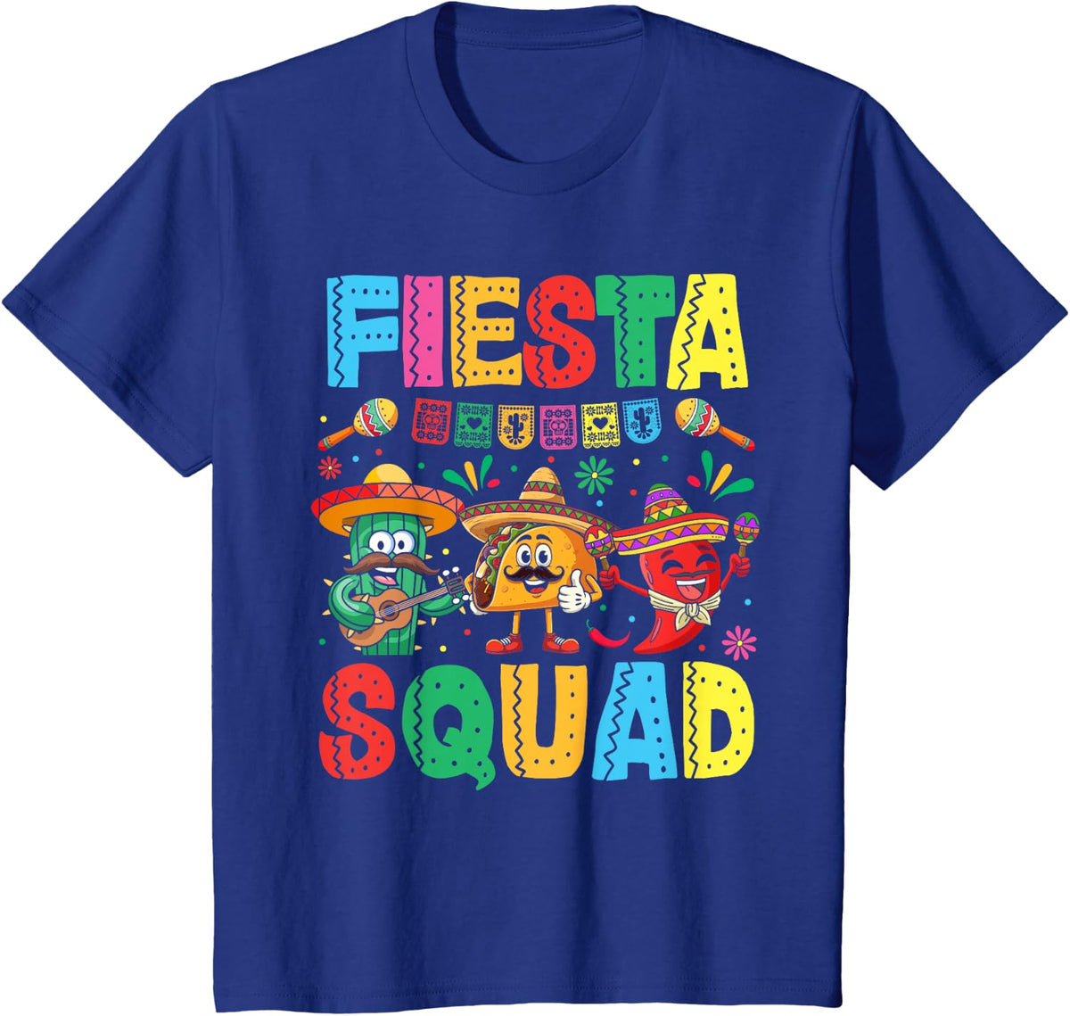 Fiesta Squad Cinco De Mayo Funny Mexican Party Men Women Kid T-Shirt - Royal Blue