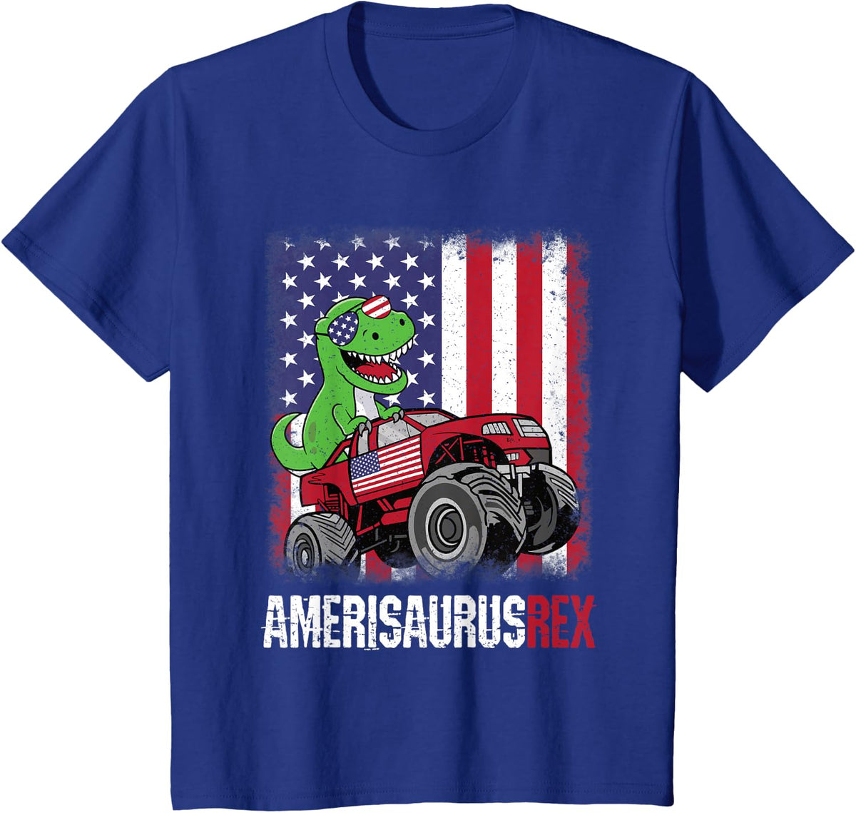 4th Of July Dinosaur Patriotic Amerisaurus Rex Boys Kids T-Shirt - Royal Blue