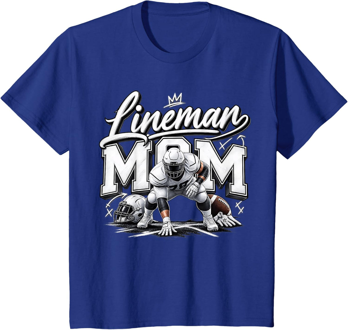 Proud Mom of A Lineman Football Player Lineman Mama T-Shirt - Royal Blue