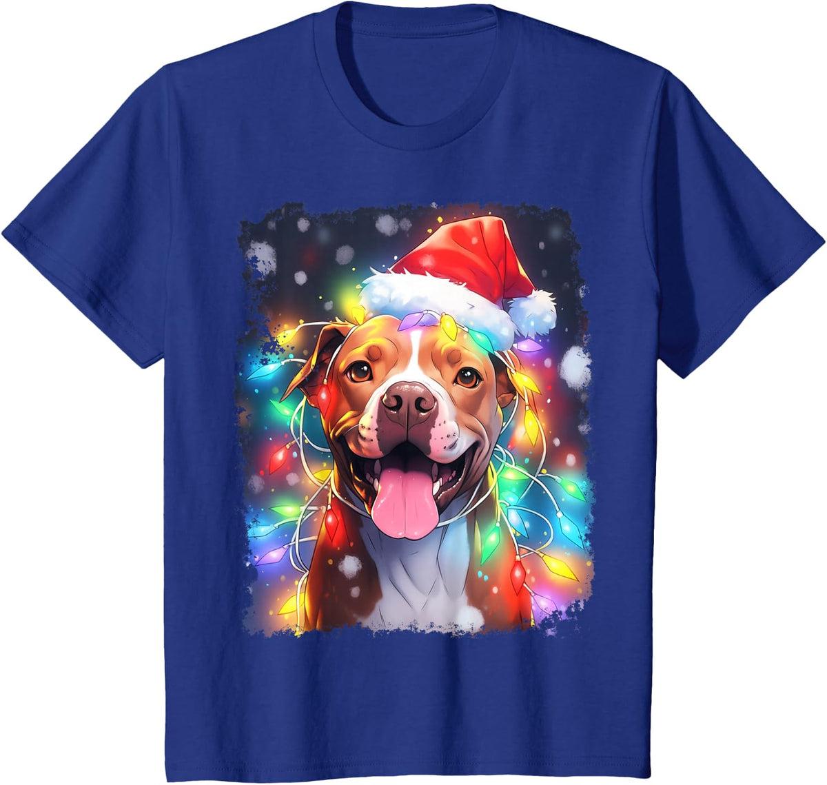 Pitbull Christmas Lights T-Shirt - Royal Blue