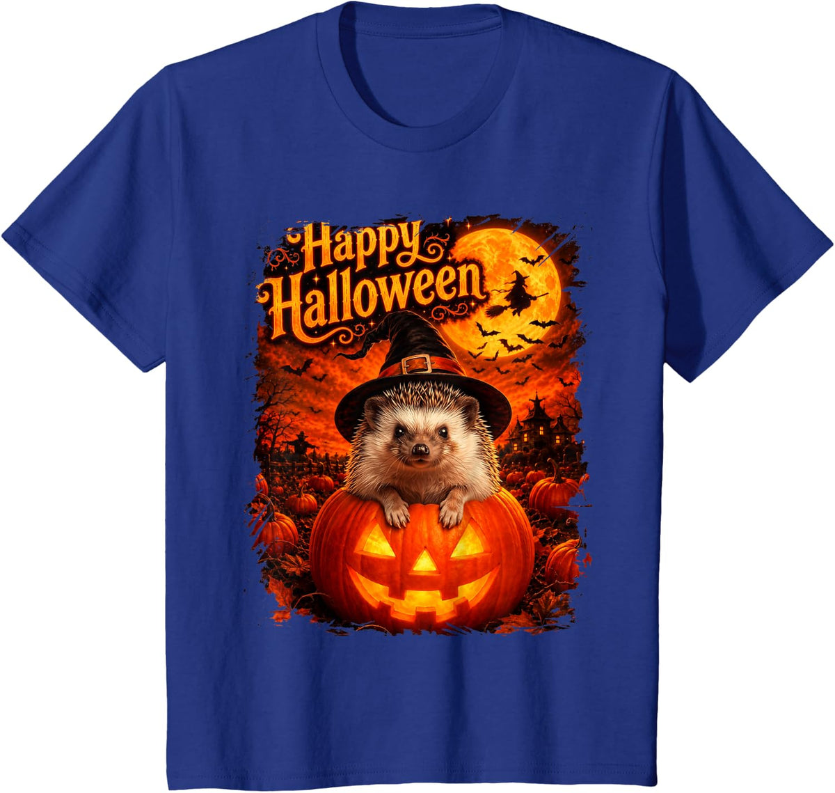 African Pygmy Hedgehog Halloween Night T-Shirt - Royal Blue