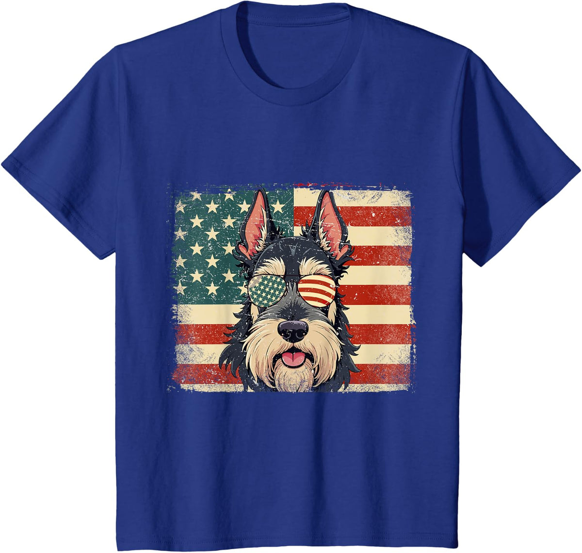 Patriotic Giant Schnauzer Dog Lover USA Flag 4th Of July T-Shirt for Men Women Kids - Royal Blue
