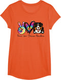 Peace Love Bernese Mountain Funny Tie Dye Dog Lovers T-Shirt Small - Girls Orange