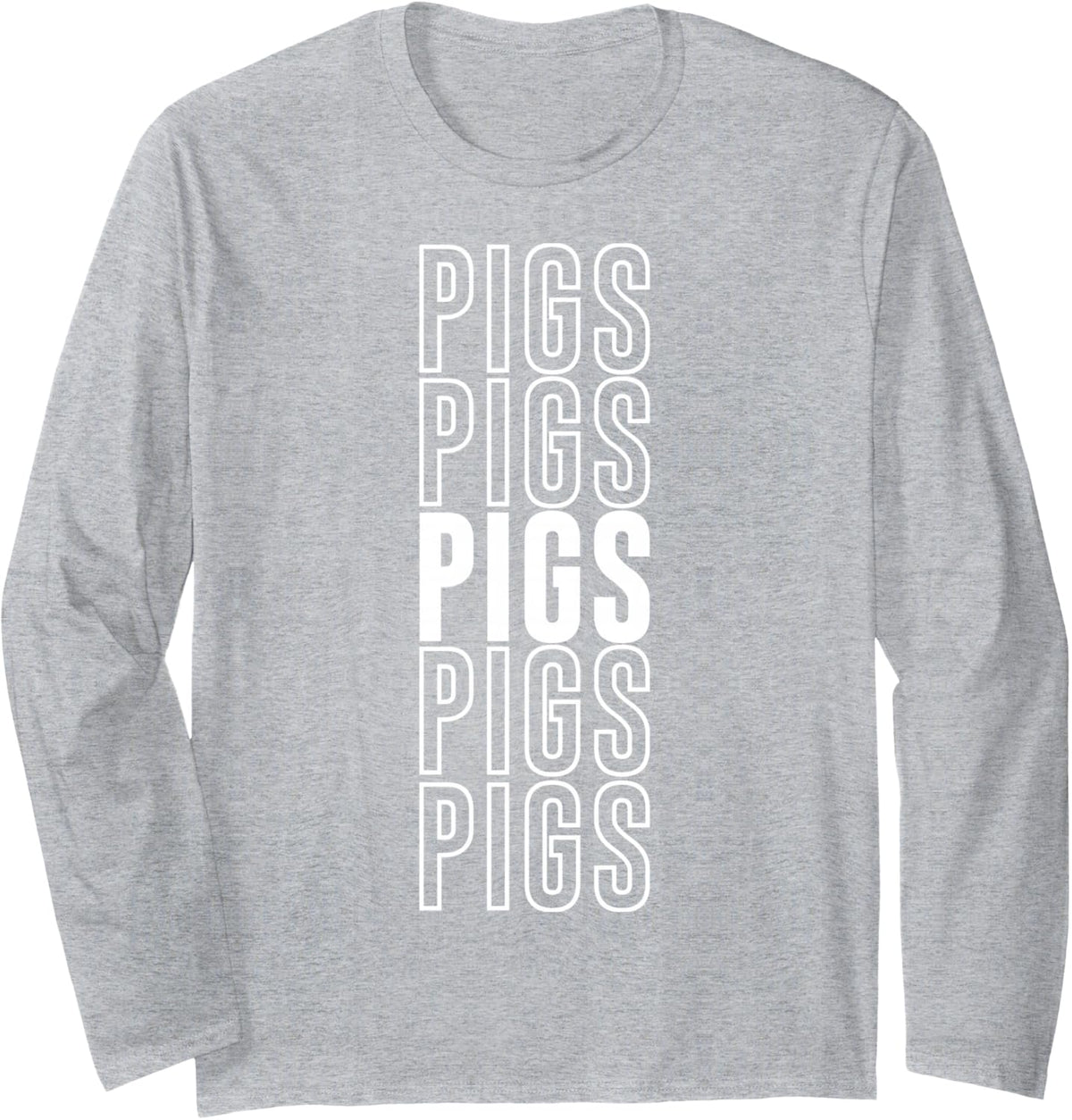 Pigs Long Sleeve T-Shirt - Adult Unisex Heather Grey