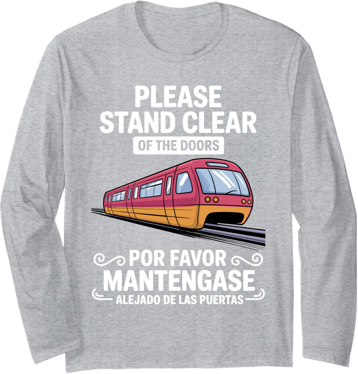 Funny Monorail Art for Men Women Rail Lovers Monorail Fan Long Sleeve T-Shirt - Adult Unisex Heather Grey