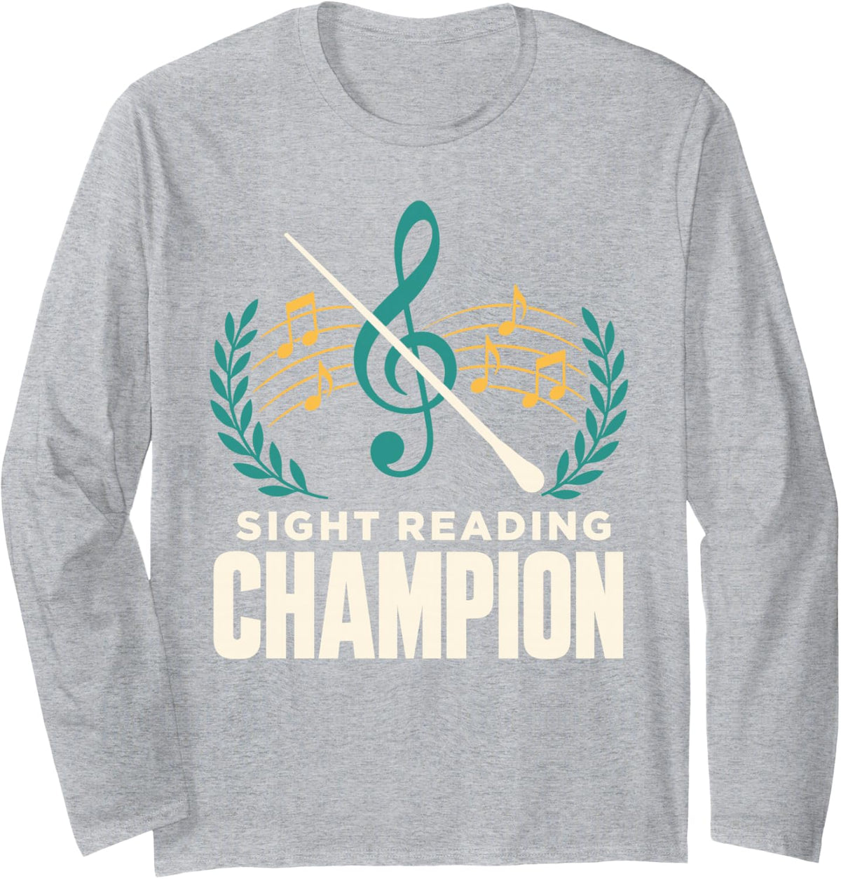Sight Reading Champion Music Theory Band Director Long Sleeve T-Shirt - Adult Unisex Heather Grey