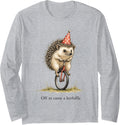 Funny Hedgehog Unicycle Celebration Forest Kerfuffle Kids Long Sleeve T-Shirt - Adult Unisex Heather Grey