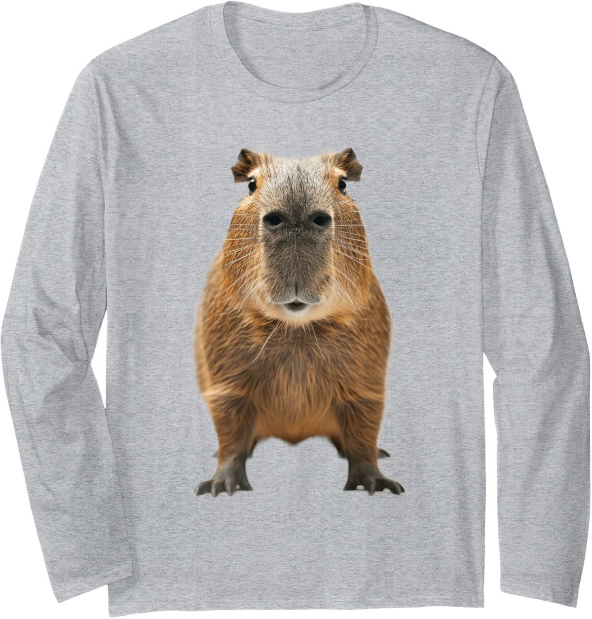 Capybara Long Sleeve T-Shirt - Adult Unisex Heather Grey