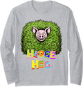 Hedge Hog Funny Hedgehog Pun Cute Animal How I Roll Pig Farm Long Sleeve T-Shirt - Adult Unisex Heather Grey