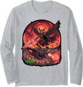 Skeleton Norse Valkyrie Heavy Metal Rock Gothic Dark Fantasy Long Sleeve T-Shirt - Adult Unisex Heather Grey