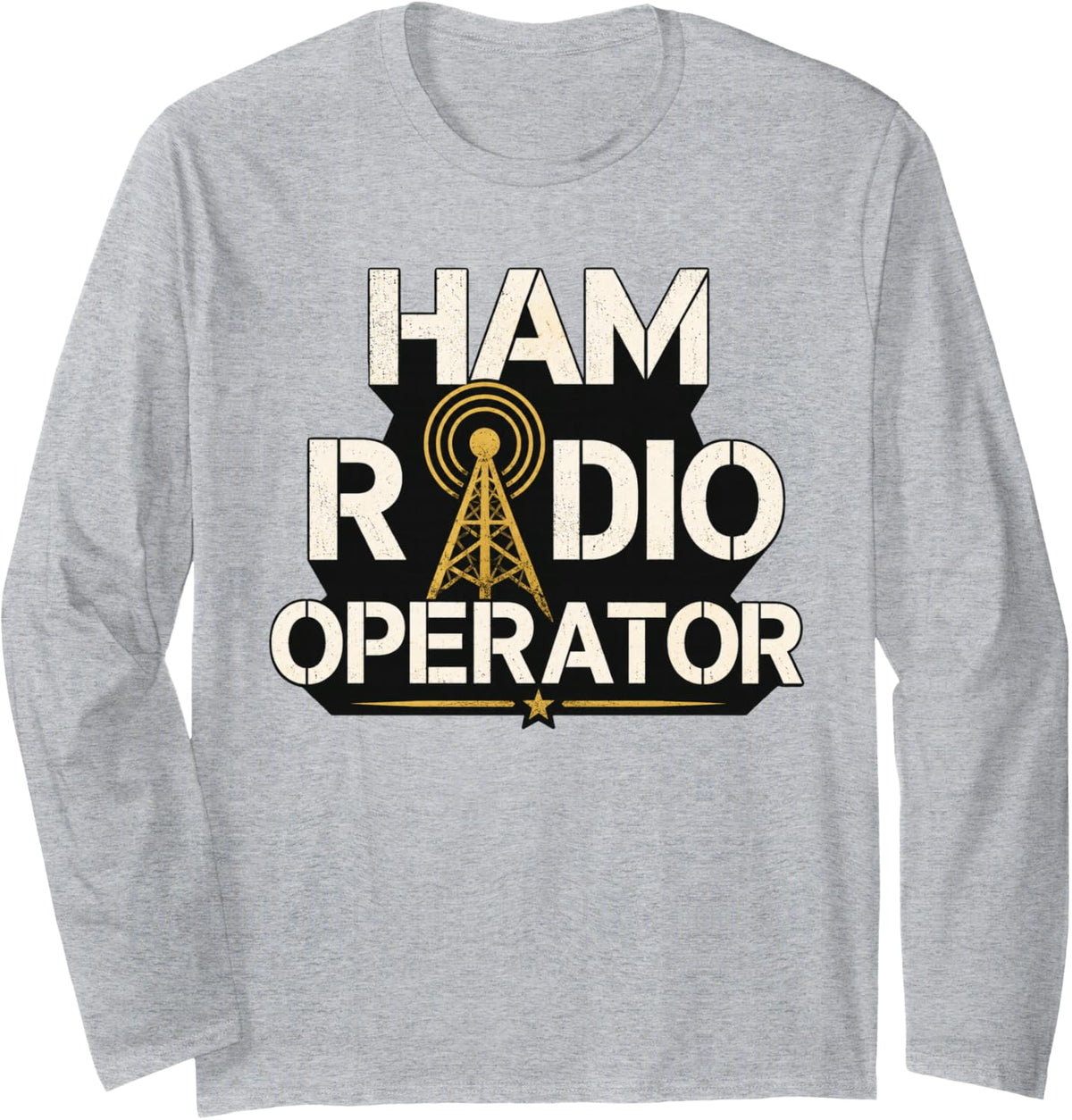 Ham Radio Operator Vintage Distressed Amateur Long Sleeve T-Shirt - Adult Unisex Heather Grey