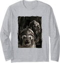 Funny Greek Warrior Spartan Helmet Hedgehog Long Sleeve T-Shirt - Adult Unisex Heather Grey
