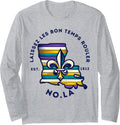 Retro Classic NOLA Fleur-De-Lis Fashion Fest Long Sleeve T-Shirt - Adult Unisex Heather Grey