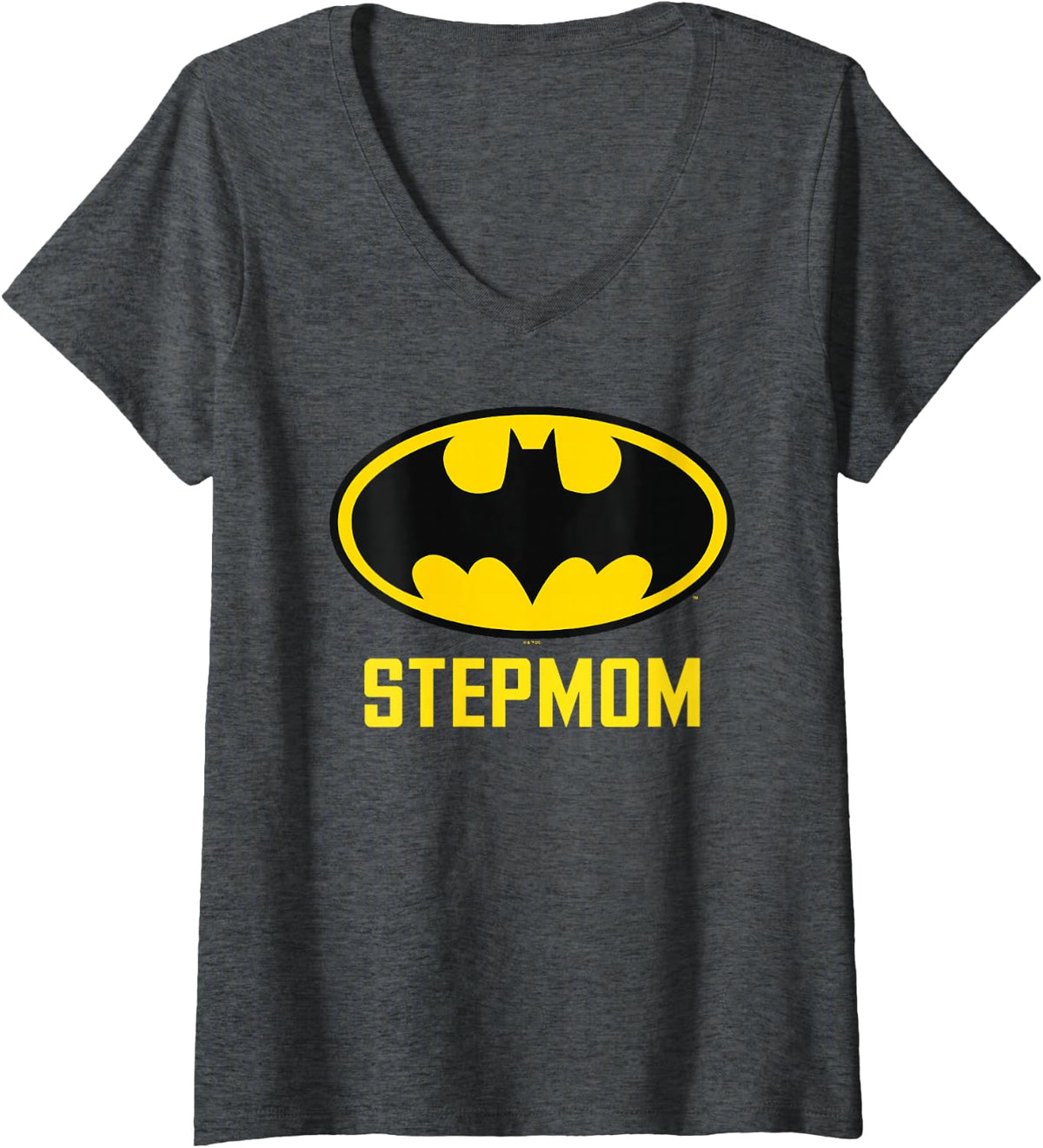 Women's Batman Bat Stepmom V-Neck T-Shirt - Dark Heather Grey