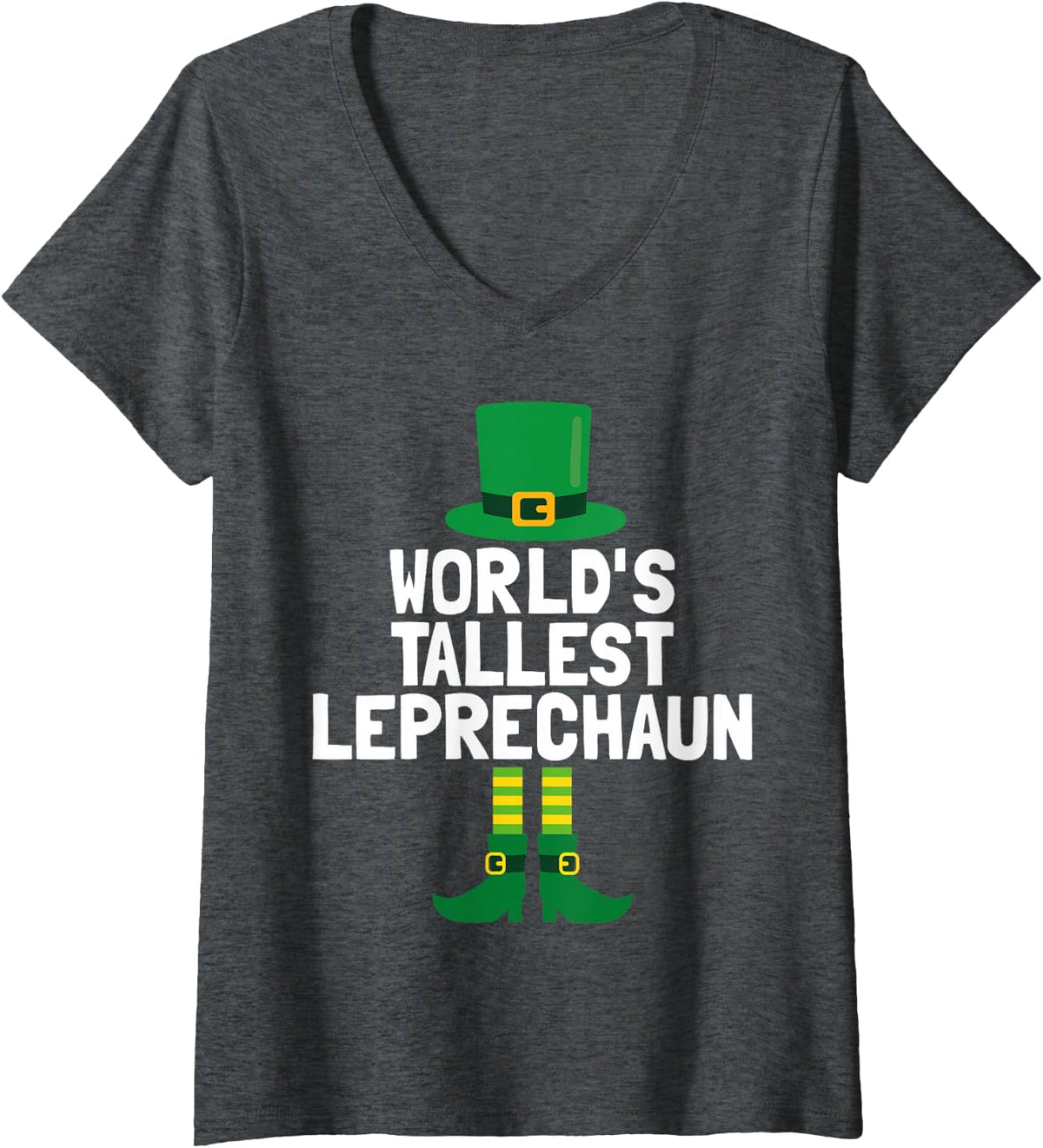 Women's World's Tallest Leprechaun | St Patrick's Day V-Neck T-Shirt - Dark Heather Grey