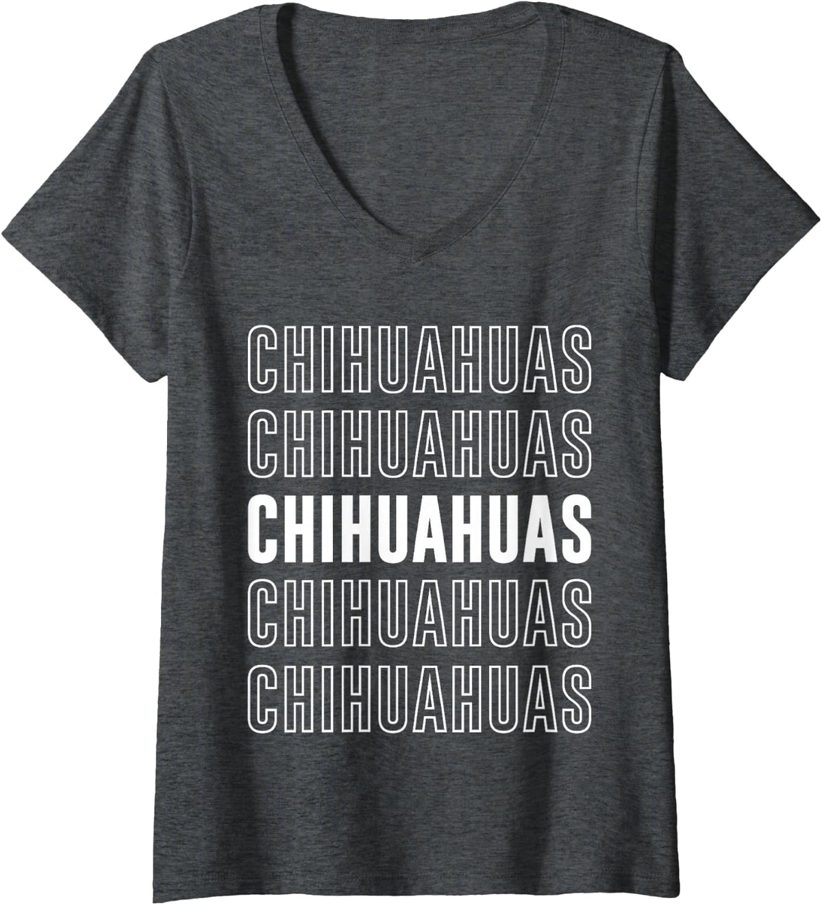 Women's Chihuahuas V-Neck T-Shirt - Dark Heather Grey