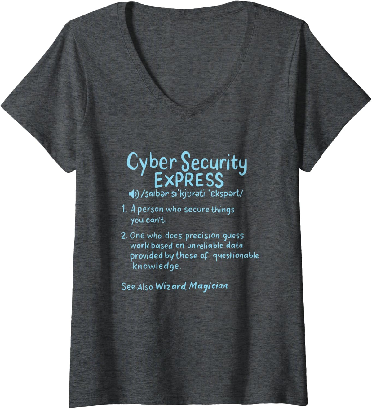 Women's Cyber Security : Cyber Security Definition V-Neck T-Shirt - Dark Heather Grey