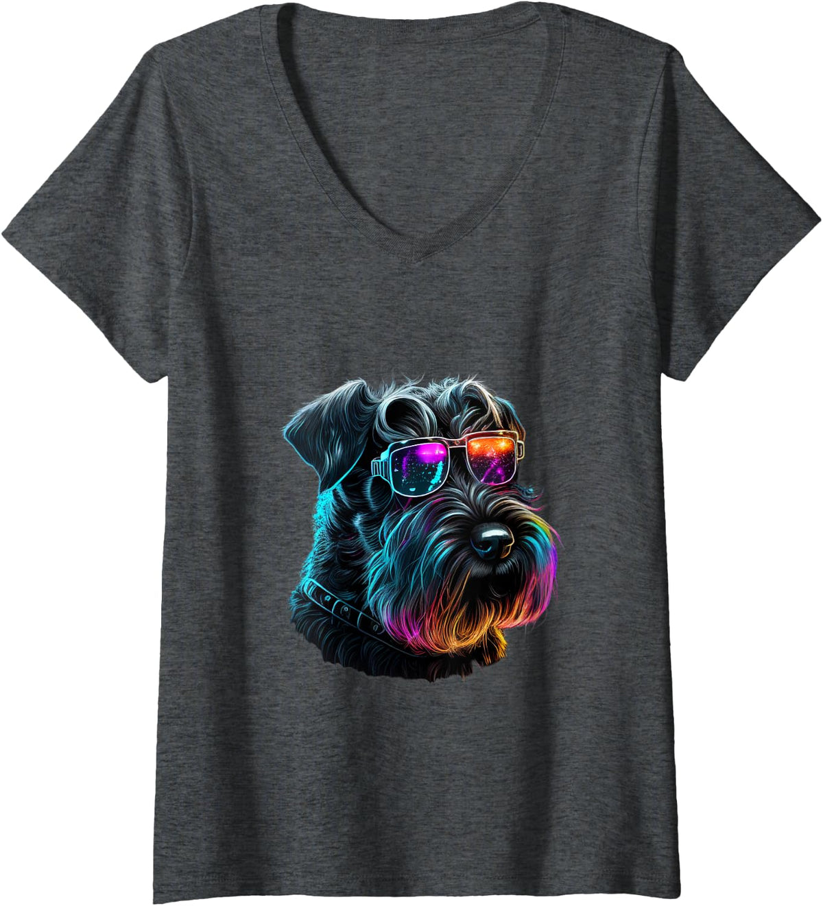Womens Giant Schnauzer Dogs Giant Schnauzers V-Neck T-Shirt - Dark Heather Grey