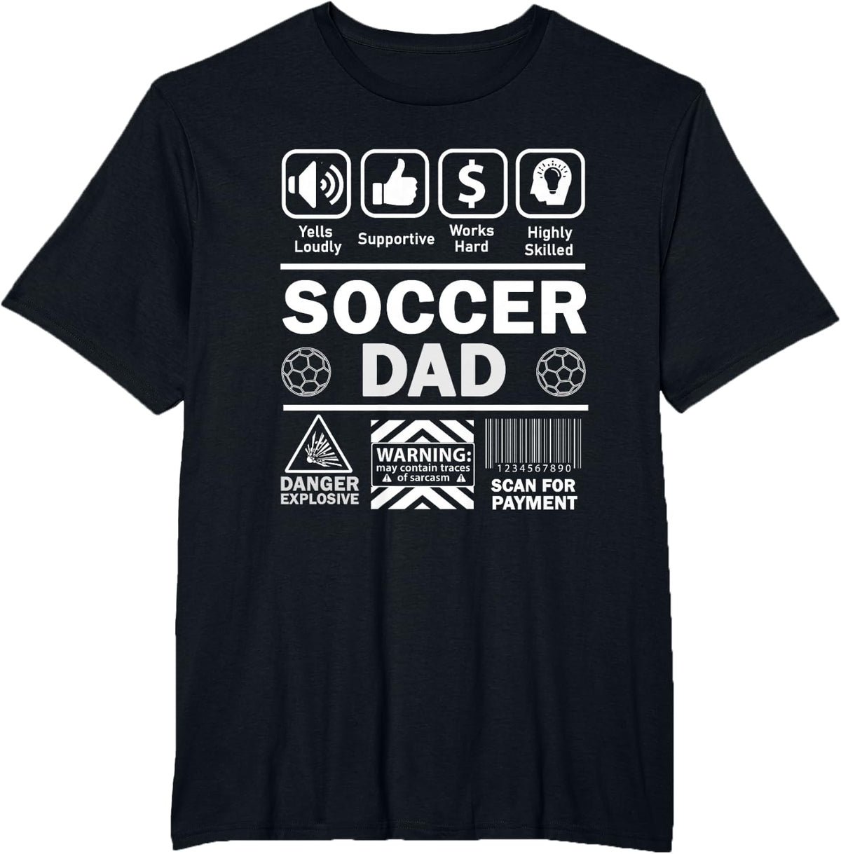 Soccer Dad Shirt Funny Contents of Sports Father Tee T-Shirt for Men - Black