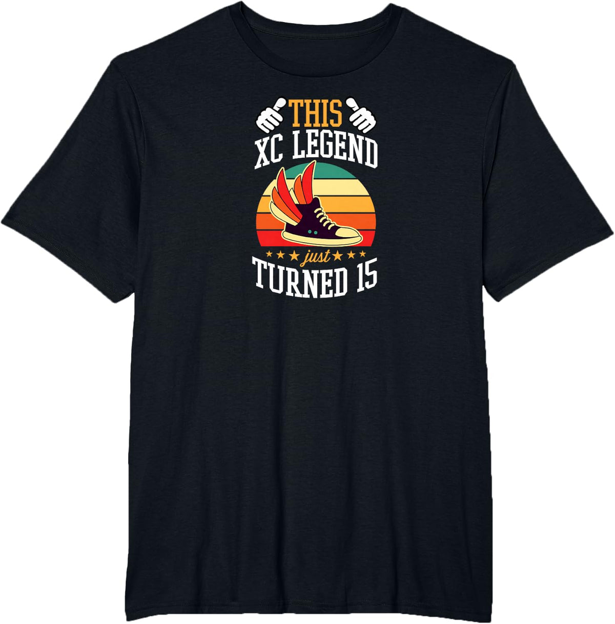 This XC Legend Just Turned 15 Cross Country Theme Birthday T-Shirt - Black
